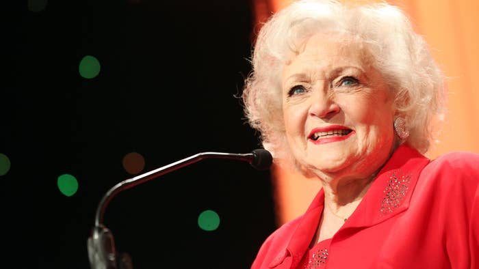Betty White speaks during the Innaugural American Humane Association&#x27;s &quot;Hero Dog Awards&quot;
