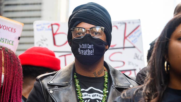 Nick Cannon attends a Black Lives Matter rally