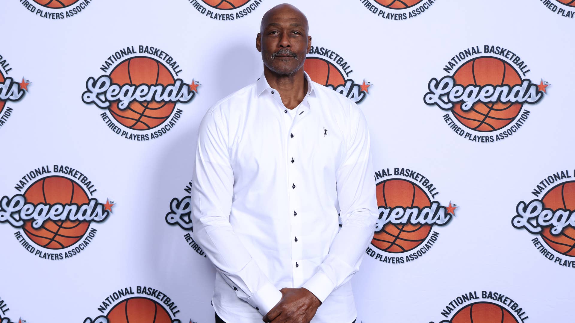 Karl Malone during the NBA Legends Brunch Portraits as part of 2023 NBA All Star Weekend.
