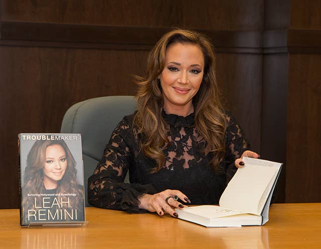 Leah Remini signs copies of her new book &#x27;Troublemaker: Surviving Hollywood and Scientology&#x27;