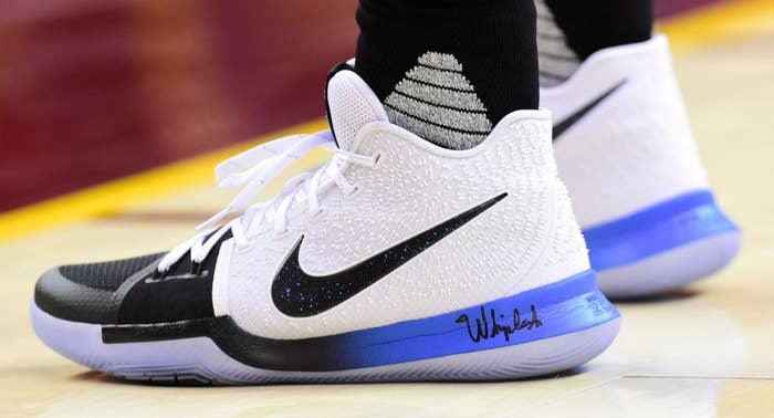 Kyrie Irving Nike Kyrie 3 White/Black Blue On Foot