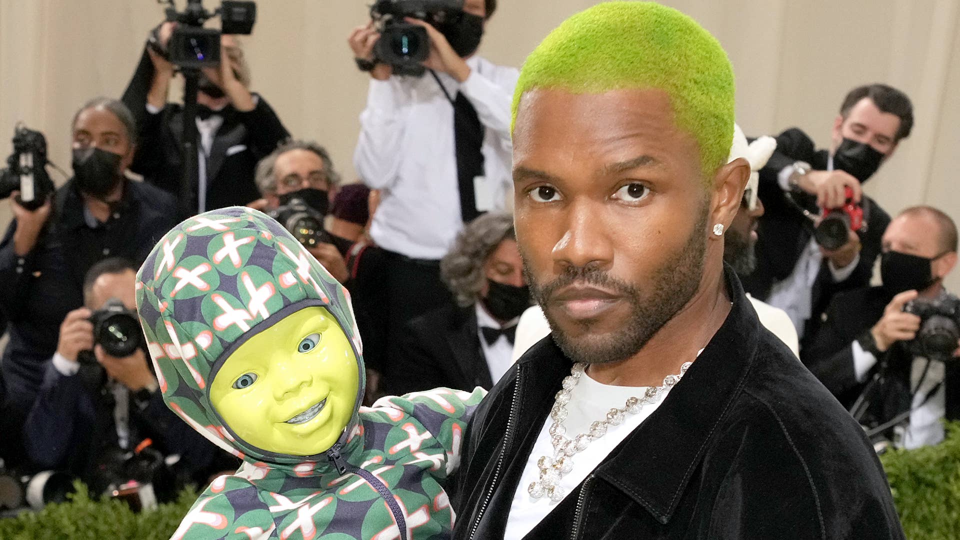 Frank Ocean is seen with green hair