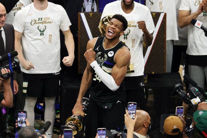 Giannis Antetokounmpo NBA Finals MVP Trophy Game 6 2021