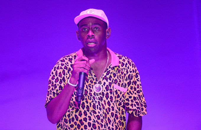 Tyler the Creator (L) performs onstage