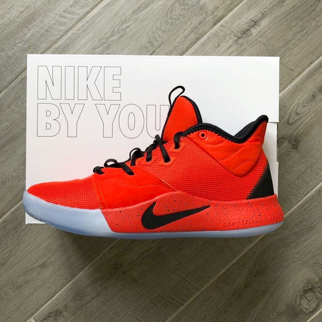 Nike By You PG 3 Team Orange Black