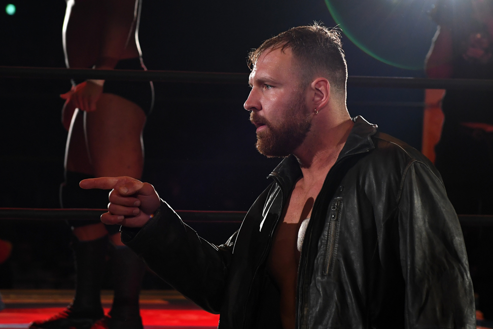 Jon Moxley looks on during the Dominion 6.9 In Osaka Jo Hall of NJPW