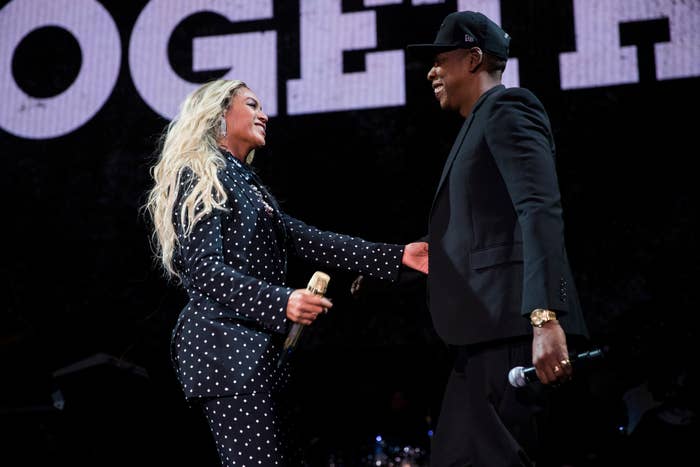 This is a photo of Beyonce and Jay Z performing at a Hillary Clinton event in 2016.