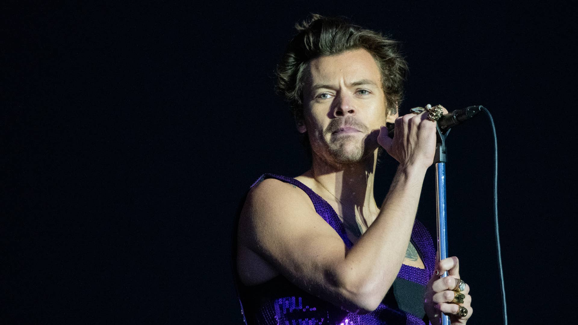 Harry Styles performs onstage during festival.