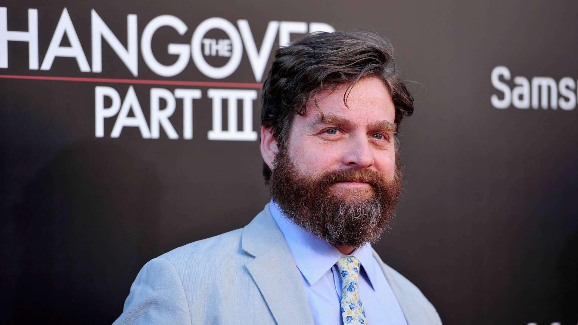 Photo taken of Zach Galifianakis on 'The Hangover Part III' red carpet.