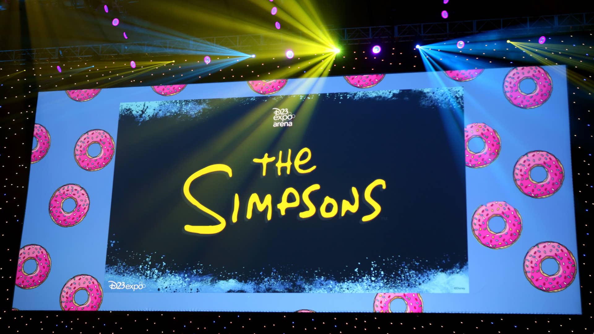 A view of the screen at The Simpsons! panel during the 2019 D23 Expo.