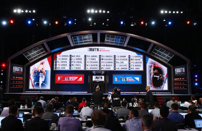 A picture of the stage at the 2016 NBA Draft.