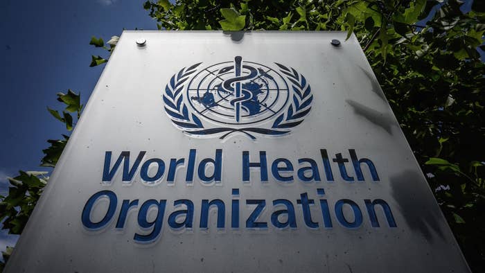Sign of the World Health Organization (WHO)