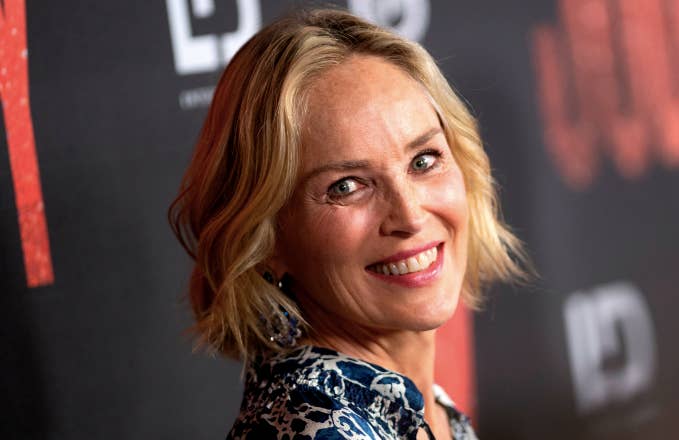 Actress Sharon Stone attends the Los Angeles Premiere of "Judy" at the Samuel Goldwyn Theater.