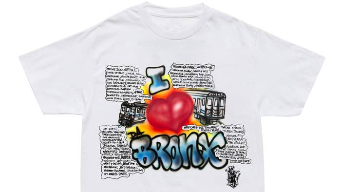 A photo of a Bronx fire benefit t-shirt is shown