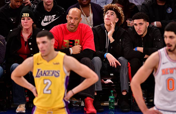 LaVar Ball, happily watching the Lakers.