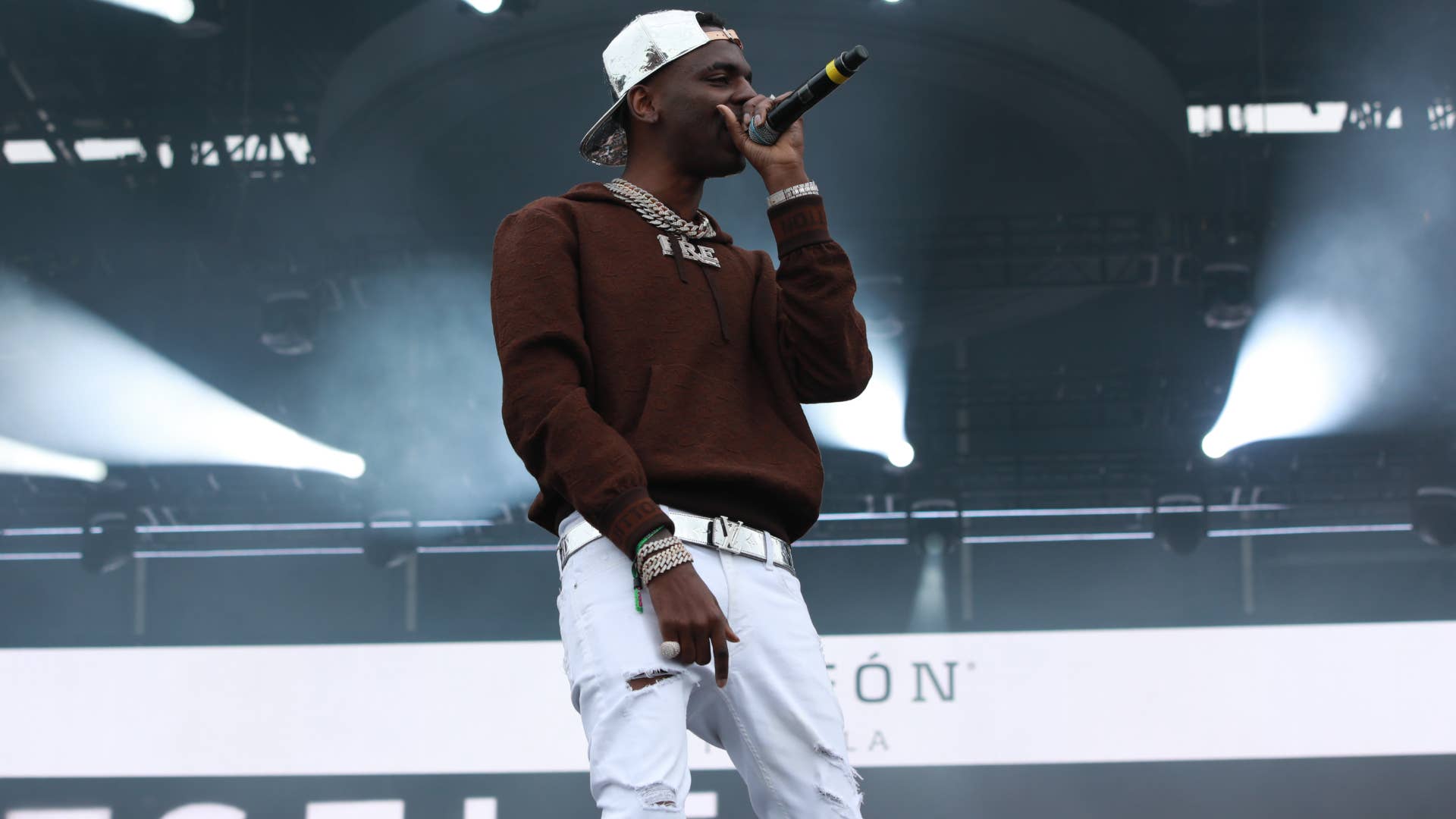 The late Young Dolph is pictured performing in 2021