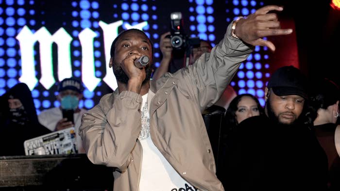 Meek Mill is seen performing at an event