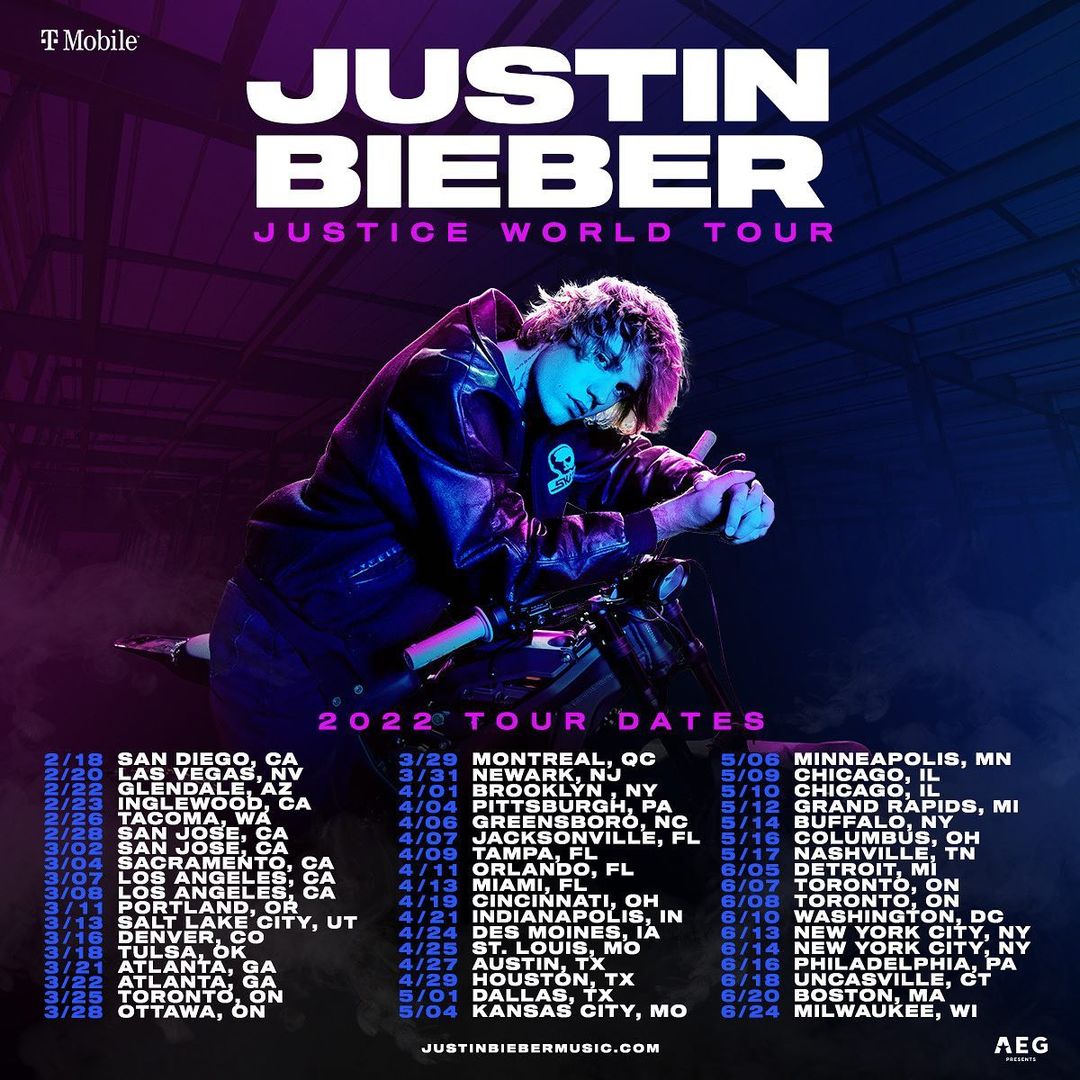 Justin Bieber tour poster is pictured