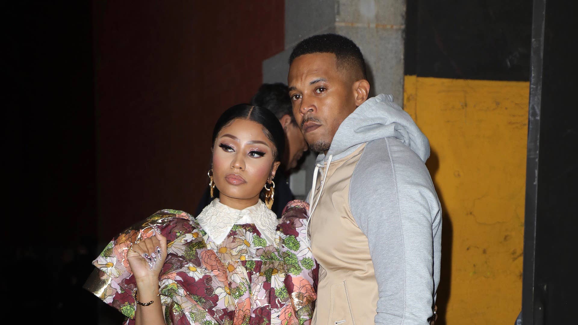 Nicki Minaj and Kenneth Petty are seen arriving at the Marc Jacobs show