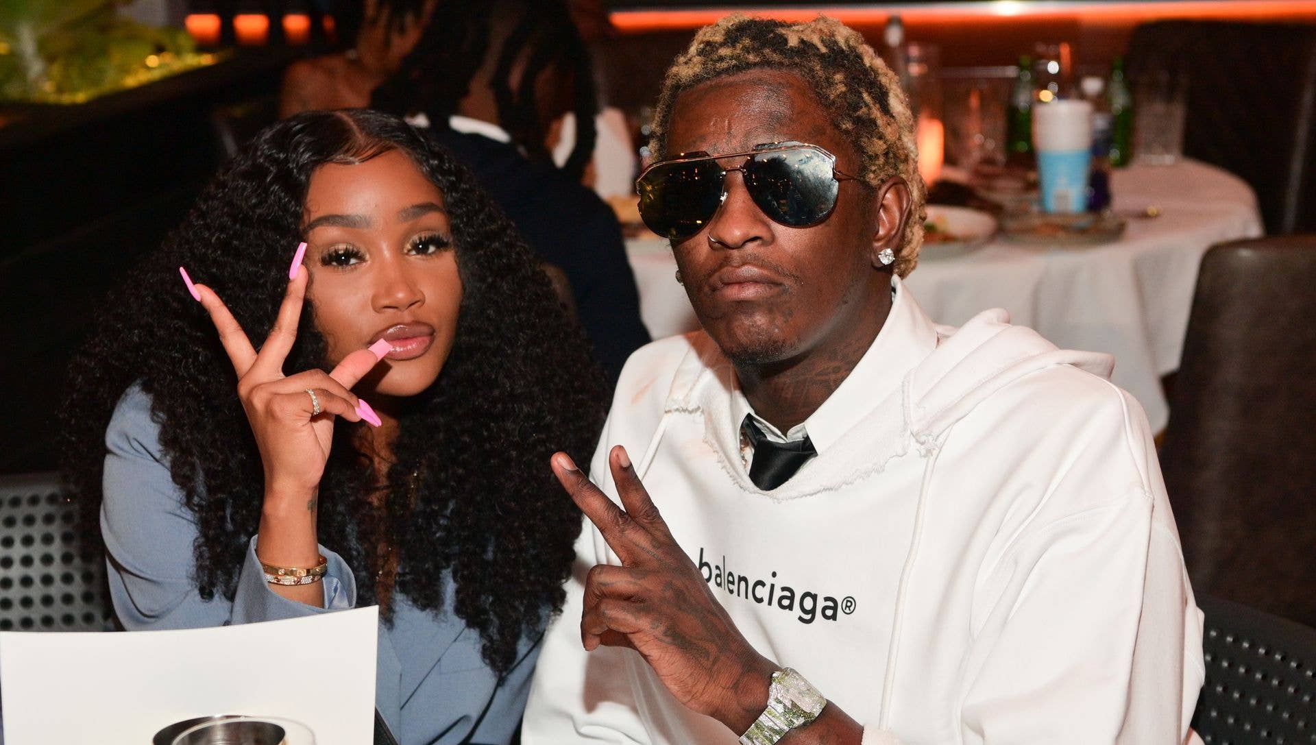 Jerrika Karlae and Young Thug attend Slime Language 2 #1 Album Event