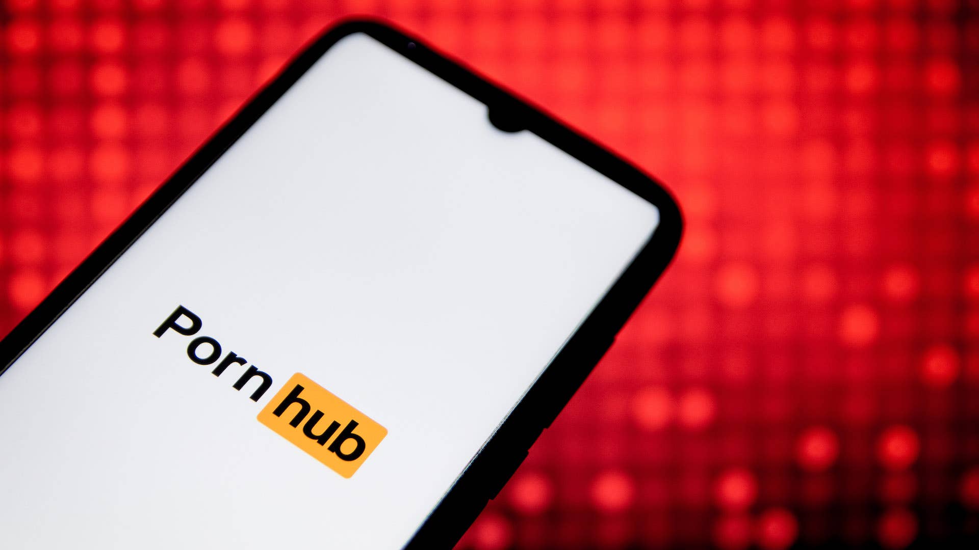 Photograph of Porn Hub logo on phone
