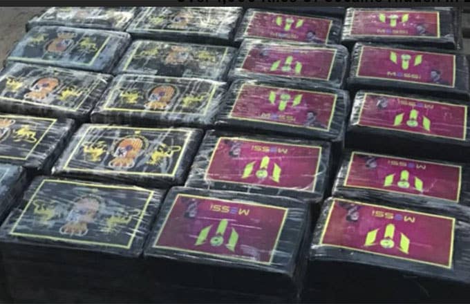 Packets of cocaine with Lionel Messi's face on them.