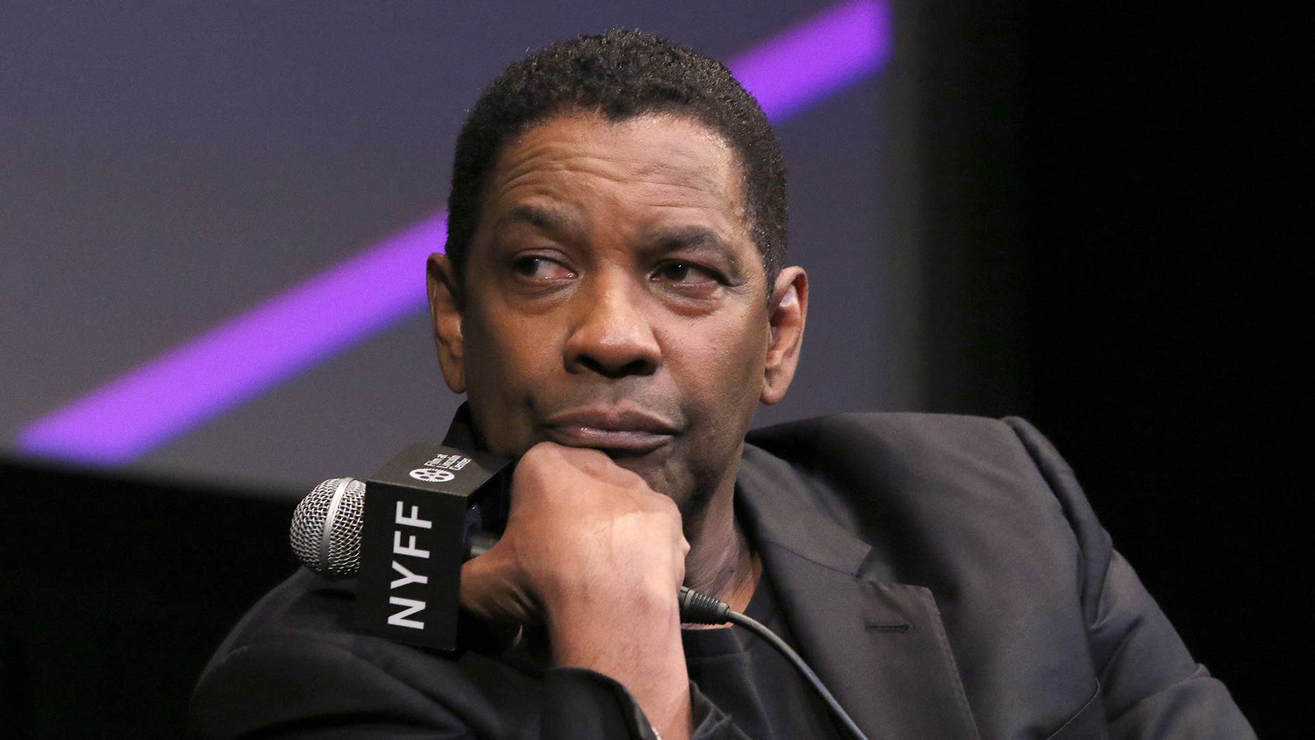 Actor Denzel Washington attends a press conference for the 59th New York Film Festival