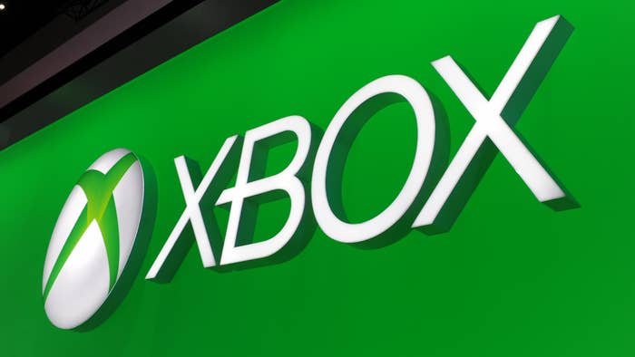 The Microsoft Xbox One logo is seen on the final day of the E3.