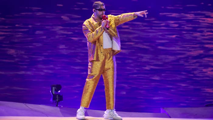 Bad Bunny is pictured performing live