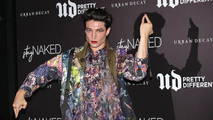 Actor Ezra Miller attends the photocall for &#x27;URBAN DECAY&#x27; stayNAKED launch event