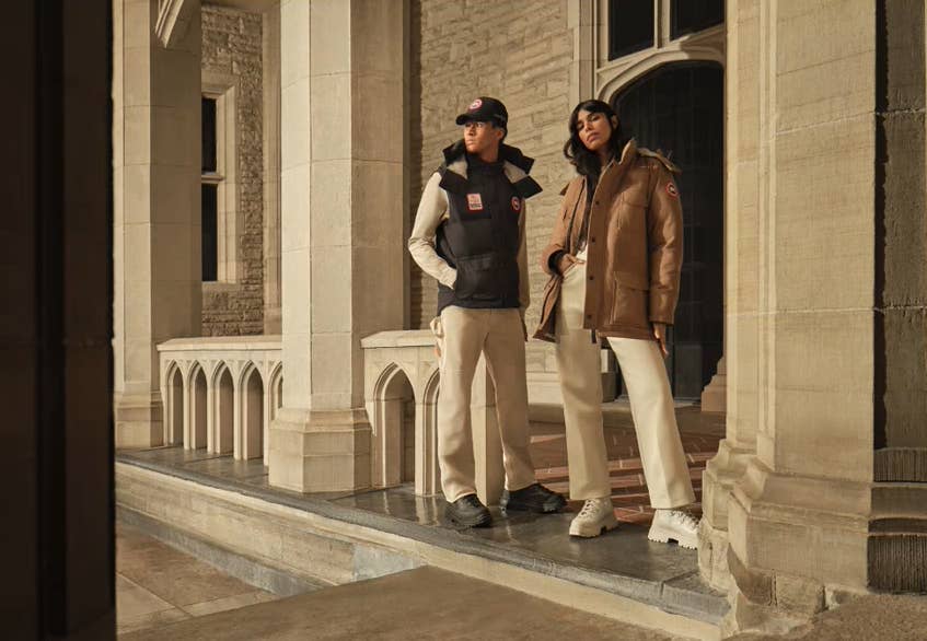 Models wear new OVO and Canada Goose collaboration clothing