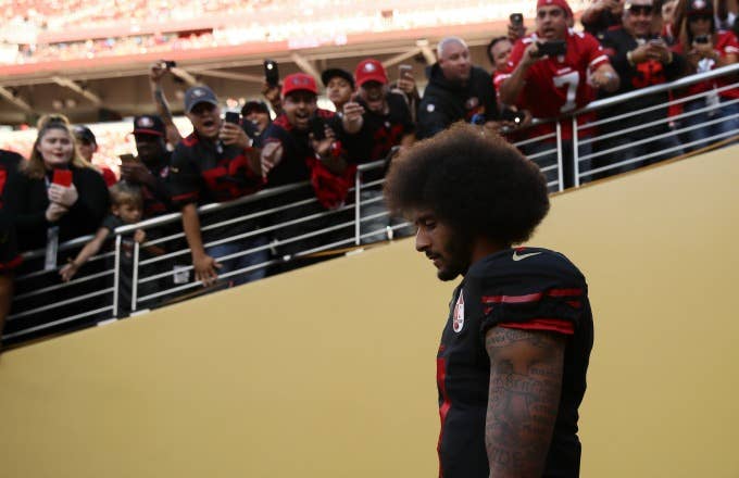 Colin Kaepernick takes the field before the 49ers game against the Cardinals.