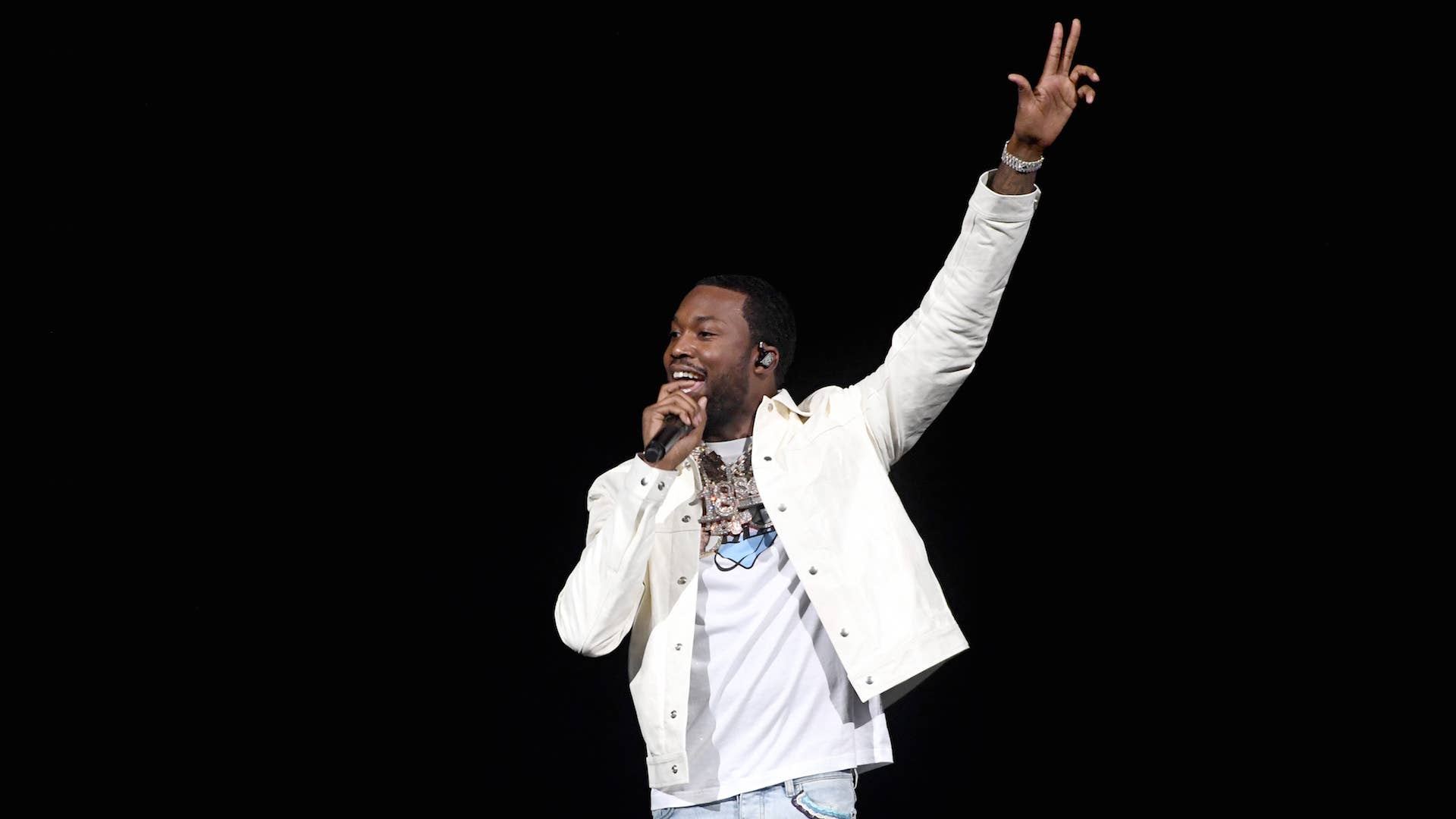 Meek Mill performs onstage during the EA Sports Bowl