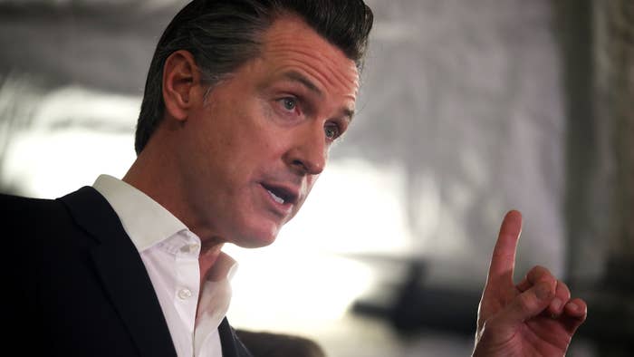Gavin Newsom speaks during news conference about state&#x27;s efforts on homelessness crisis.