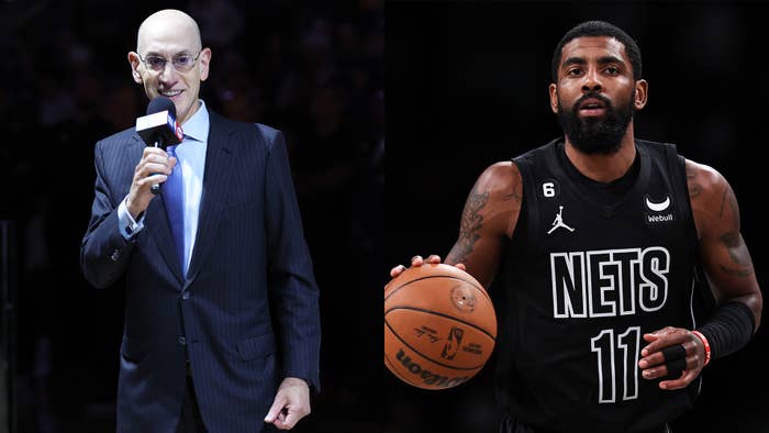 This is a photo of Adam Silver and Kyrie Irving.