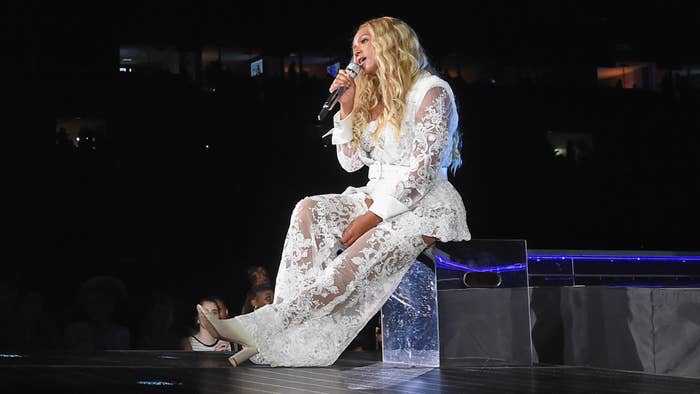 Beyonce is seen performing at a tour stop