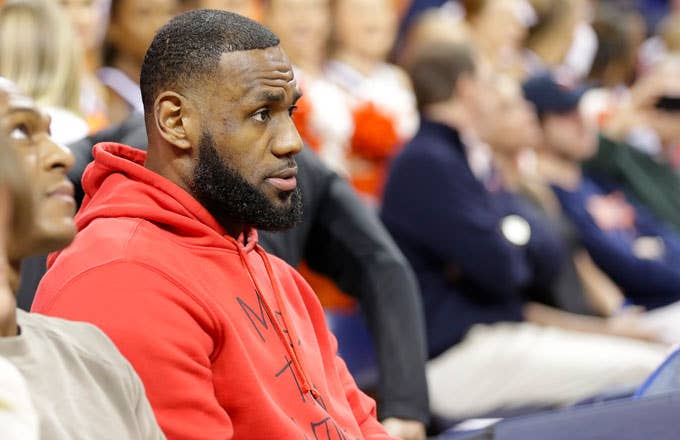 LeBron attends a game between Duke and Virginia.