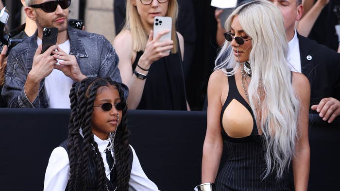 Kim Kardashian and North West attend the Jean Paul Gaultier Couture Fall Winter 2022 2023 show