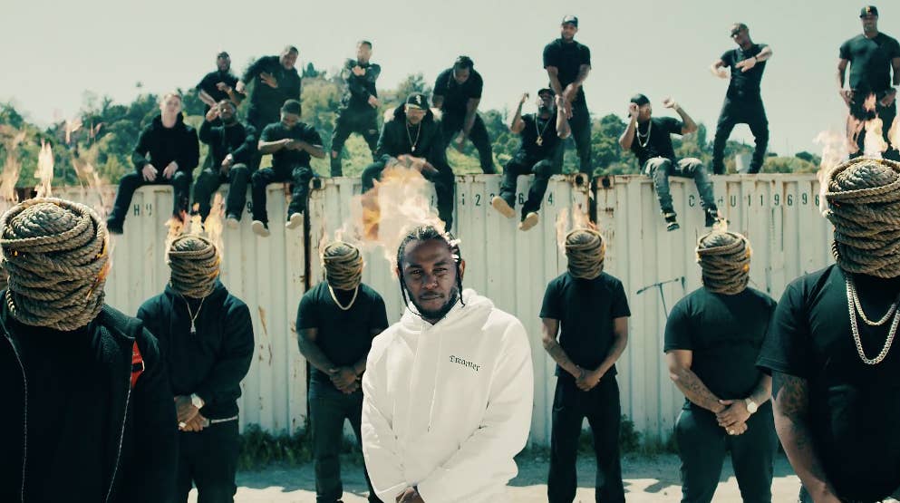 Kendrick Lamar wearing Second/Layer Lil Dreamer hoodie in "Humble" music video.