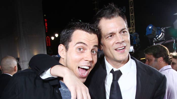 Steve O and Johnny Knoxville at the premiere of &#x27;Jackass 3D&#x27; in 2010.
