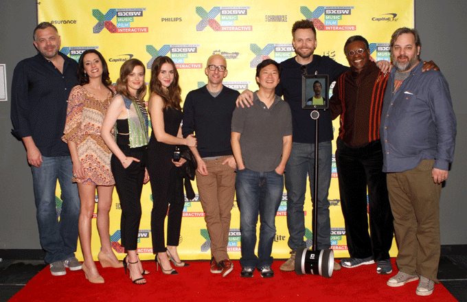 The cast of &#x27;Community&#x27; poses on the red carpet.