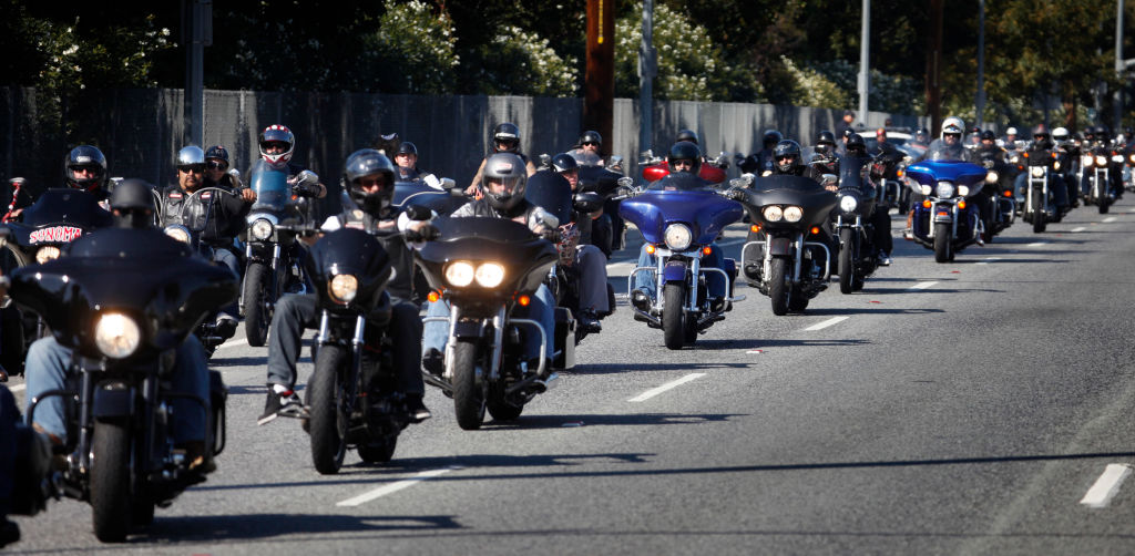 Large group of bikers