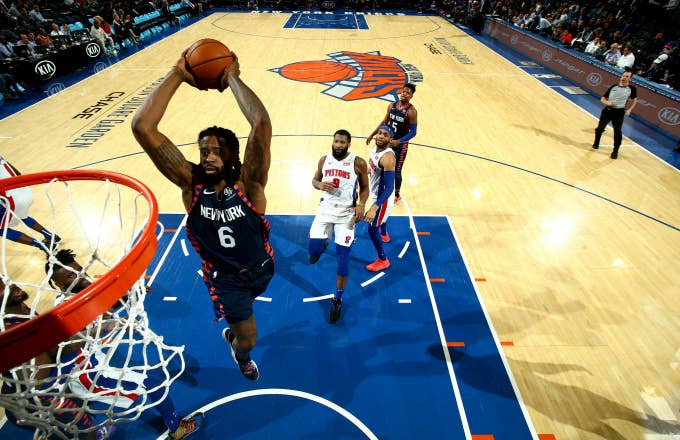 DeAndre Jordan #6 of the New York Knicks dunks the ball