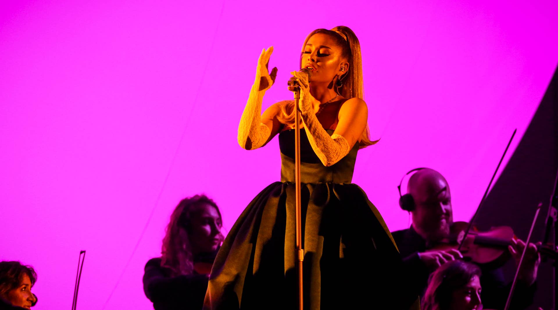 Ariana Grande performing at 2020 Grammy Awards