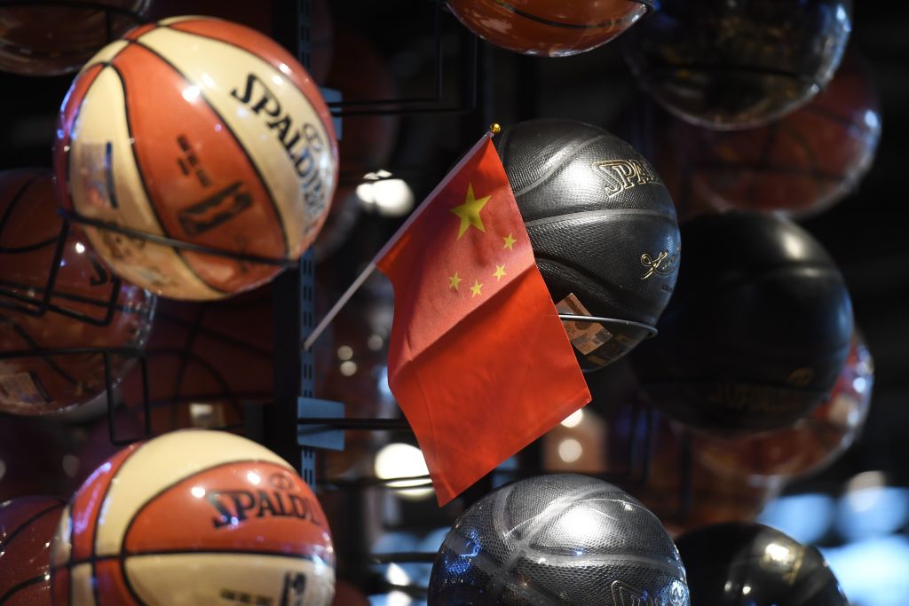 China Flag NBA Basketablls 2019 Getty