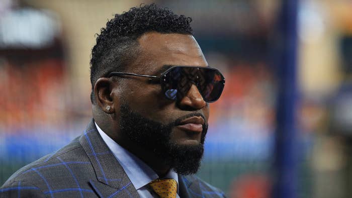 David Ortiz looks on during batting practice prior to Game Two of the 2019 World Series