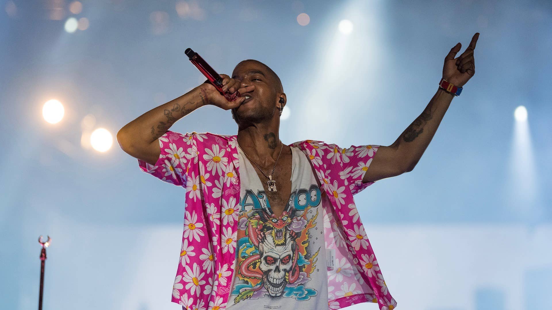 Rapper Kid Cudi performs onstage during day one of Rolling Loud Miami