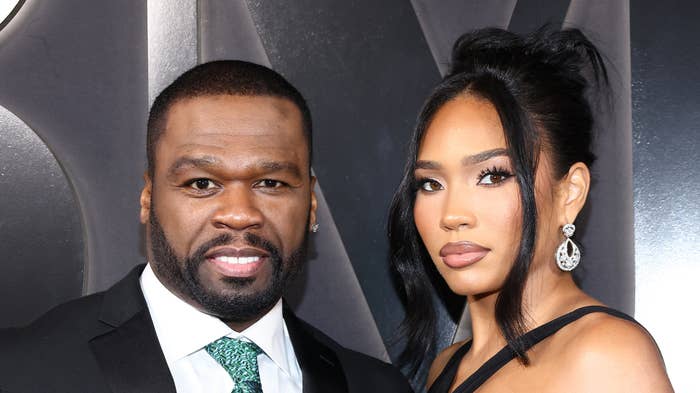 This is an image of 50 Cent on the right and Jamira Haines on the left