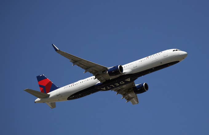 An Airbus A321 operated by Delta Airlines takes off from JFK Airport.