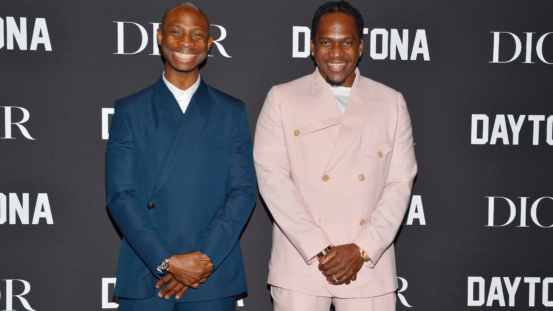 Pusha T and Steven Victor smile side by side at Dior event